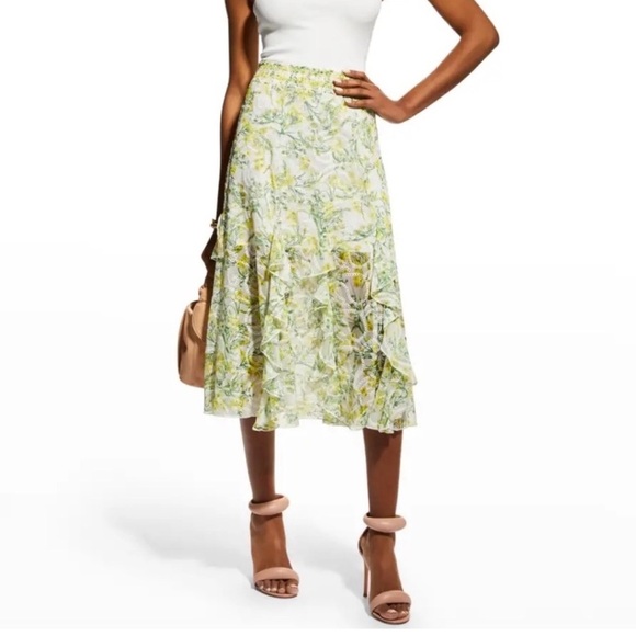 Alice + Olivia Dresses & Skirts - Alice + Olivia Jocelyn Godet Midi Skirt in Sun Ditsy off White Size 12